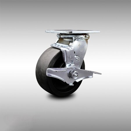 Service Caster 5 Inch SS Glass Filled Nylon Swivel Caster with Roller Bearing and Brake SCC SCC-SS30S520-GFNR-TLB